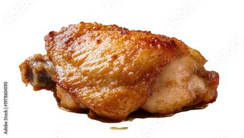 Bild auf Leinwand Crispy golden brown roasted chicken wing with bone, isolated on transparent back
