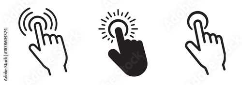 Computer mouse pointer icon set vector. Clicking pointer cursor symbol. vector illustration.