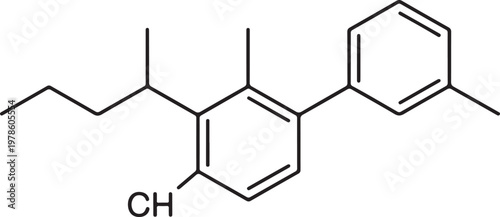 Chemical structure of alpha-ionone, a compound with a floral aromatic profile. Vector

