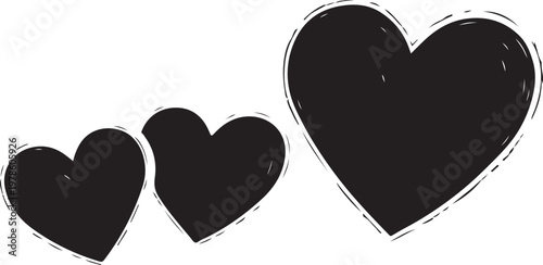 Hand drawn doodle hearts collection for romantic valentine design on white space