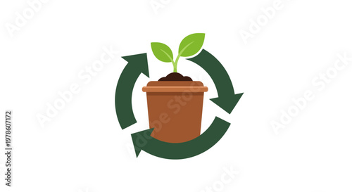 Small green plant in brown pot.