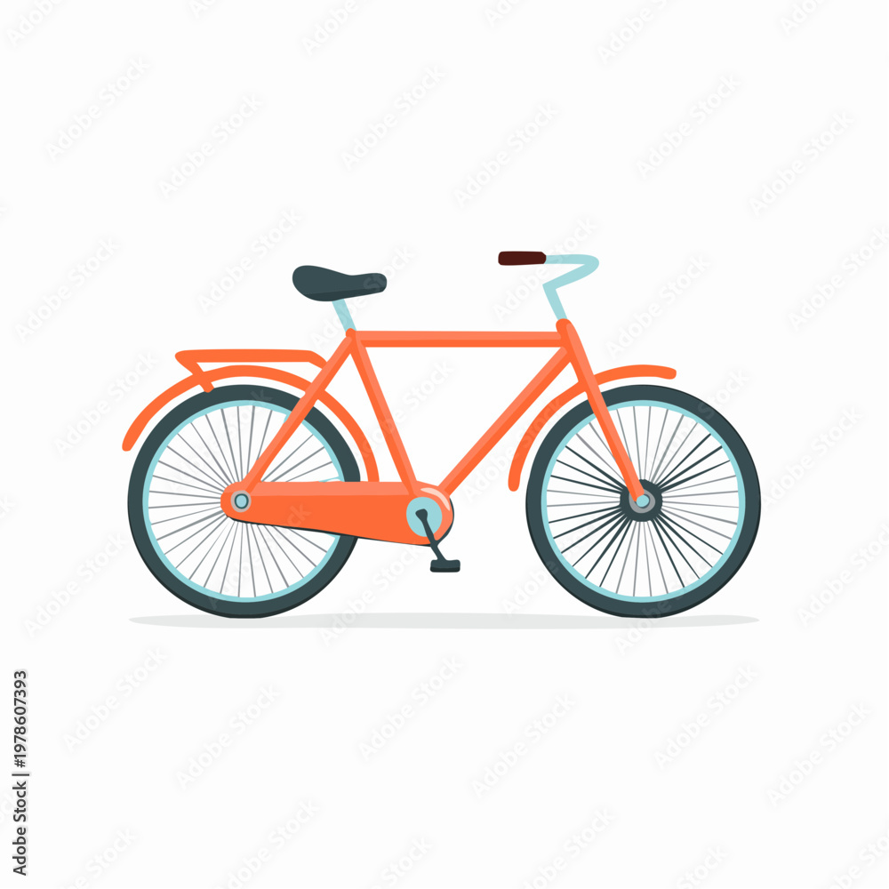 Fototapeta premium Retro bicycle illustration in red, with classic frame, design and wheels isolated