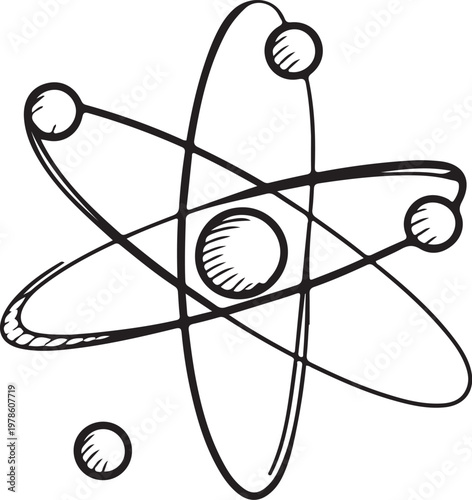 Simple illustration of an atom with three electrons and a neutron Vector

