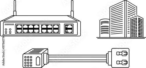 Network server and internet connection outline