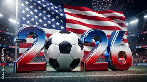 2026 FIFA World Cup USA The American Flag With Soccer Ball Celebrate Victory