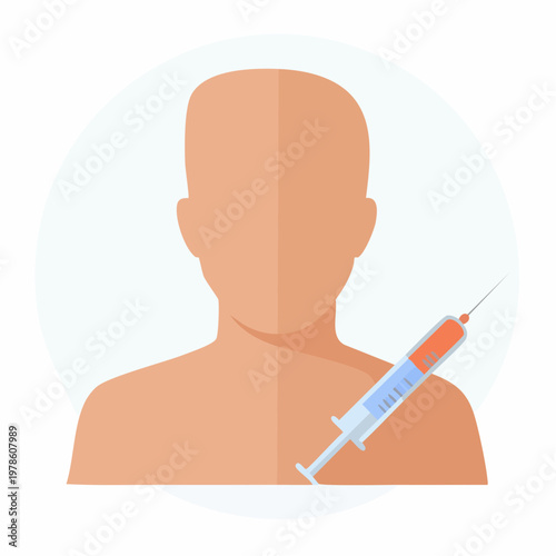 Medical illustration of a person receiving a vaccine injection, health treatment concept.