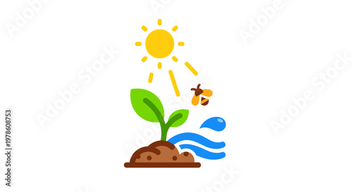 Green plant growing in brown soil.