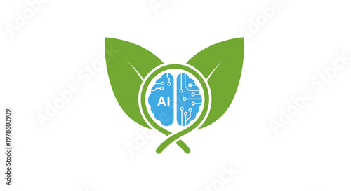 Green leafy eco friendly AI logo.