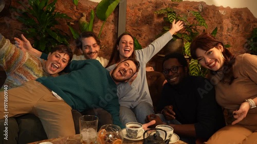 Cheerful Indoor Gathering of Friends