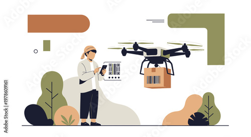 Modern delivery service using drones for logistics and distribution with advanced tracking system