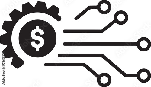 Cryptocurrency gear integrated with circuit board symbolizing digital finance technology Vector