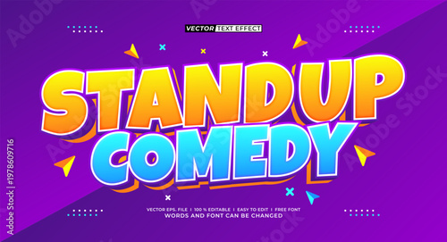 Vibrant Stand Up Comedy 3D Cartoon Text Effect