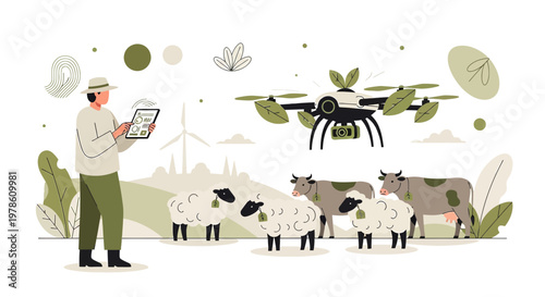Modern farming with drone technology and livestock monitoring for sustainable agriculture