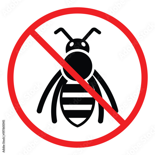 No Bee Close Up with Striped Body and Transparent Wings Vector