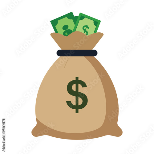 Money Bag Vector Icon Illustration Finance and Wealth Symbol
