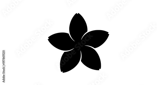 Vector illustration of plumeria flower silhouette icon on a transparent background