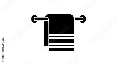 Vector illustration of towel hanging on a rack icon on a transparent background