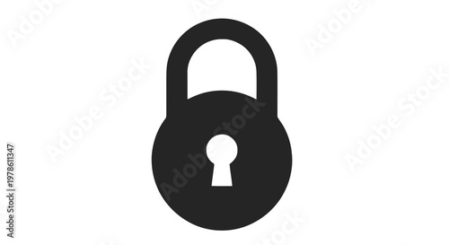 Vector illustration of black padlock icon on a transparent background
