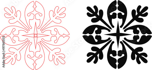 Fleur de lis floral vector sketch with decorative vintage ornamental design