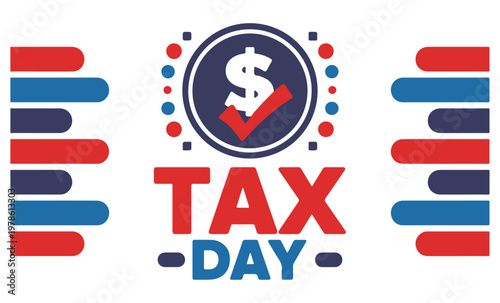 Tax Day Graphic with Dollar Sign and Checkmark