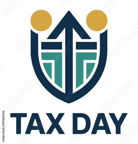 Tax Day Logo with Shield and Arrows