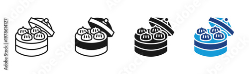 Bamboo Steamer icon set multiple style collection