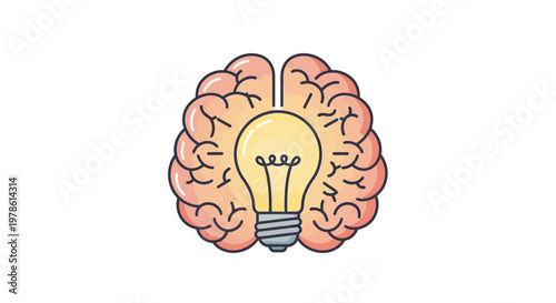 Obraz na plátně Brain with light bulb idea concept.