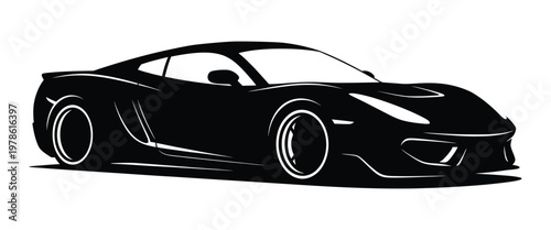 Modern black sports car silhouette with sleek futuristic design
