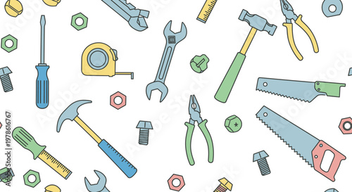 Colorful illustration of various tools.