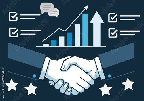 Business partnership and growth successful collaboration and positive outcomes