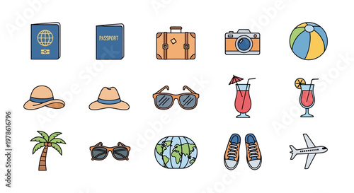 Travel Vacation Icons and Symbols.