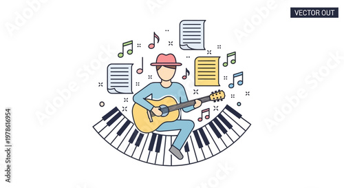 Man playing acoustic guitar sitting.