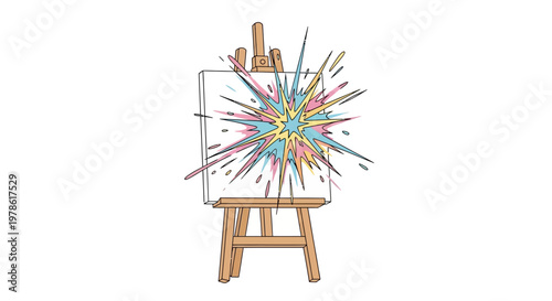 Colorful paint splashes on canvas board.