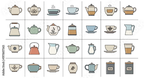 Variety of Teapots and Tea Cups.