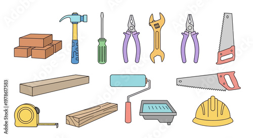 Collection of various construction tools.