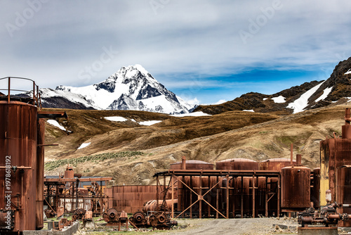 Old whaling station in Grytviken on South Georgia island near Antarctica