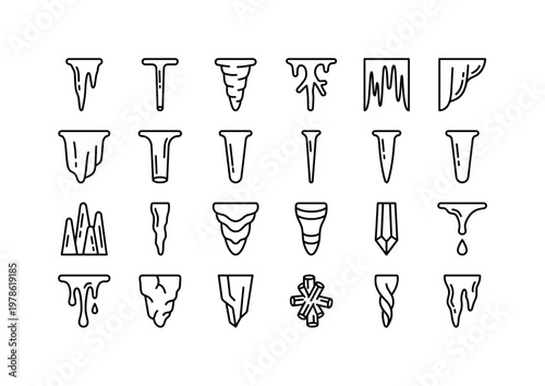 Cave stalactite formations with icicle shapes, dripstone cones, soda straws, flowstone sheets and hanging mineral deposits clean