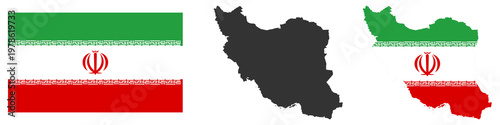 Iran flag and map vector illustration