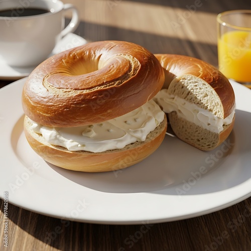 Delicious Bagel with Cream Cheese - A Tasty Breakfast Treat.