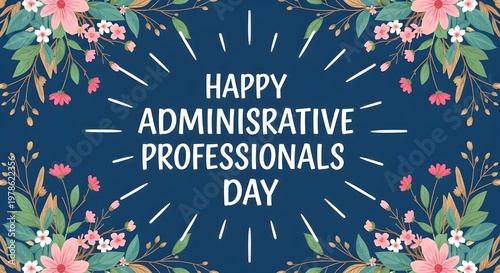 Happy administrative professionals day celebration with city skyline background