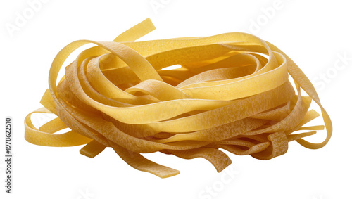 Принти на полотні Golden fettuccine pasta nest uncooked, isolated on transparent background