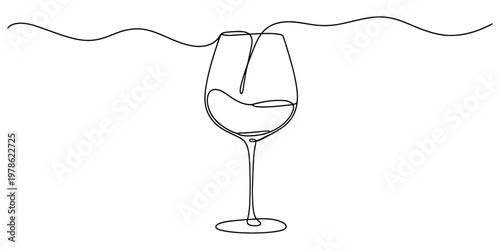 Minimalist Continuous Line Drawing of a Wine Glass