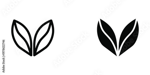 Contrasting black and white leaf pair designs with different fill styles