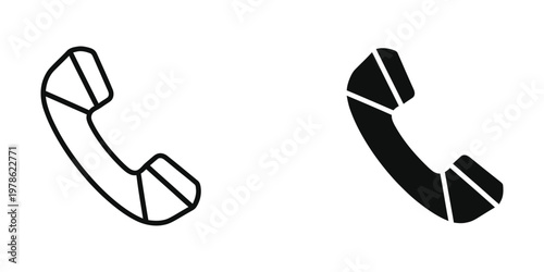 Two contrasting telephone handset icons displayed side by side for comparison