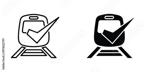 Contrast of train icons with check marks indicating approval or disapproval