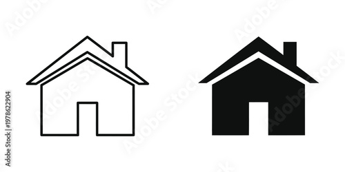 Comparison of a simple house icon in outline and filled styles