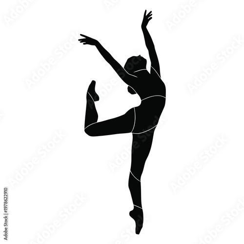Elegant Silhouette of a Ballerina in a Graceful Pose, Showcasing the Art of Ballet Dance