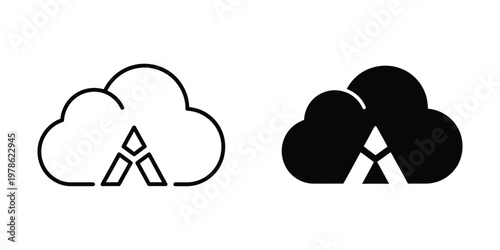 Comparison of cloud storage icons with different design styles and color schemes