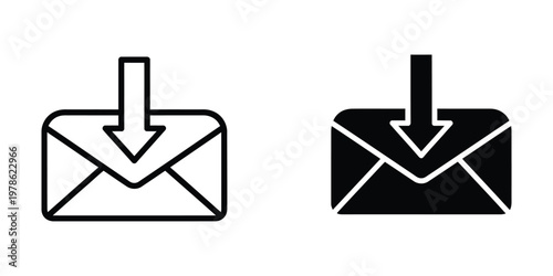 Contrast of traditional and modern envelope icons with downward arrows