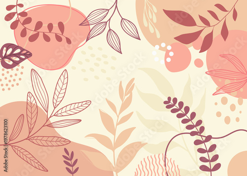 Colorful background with tropical plants.